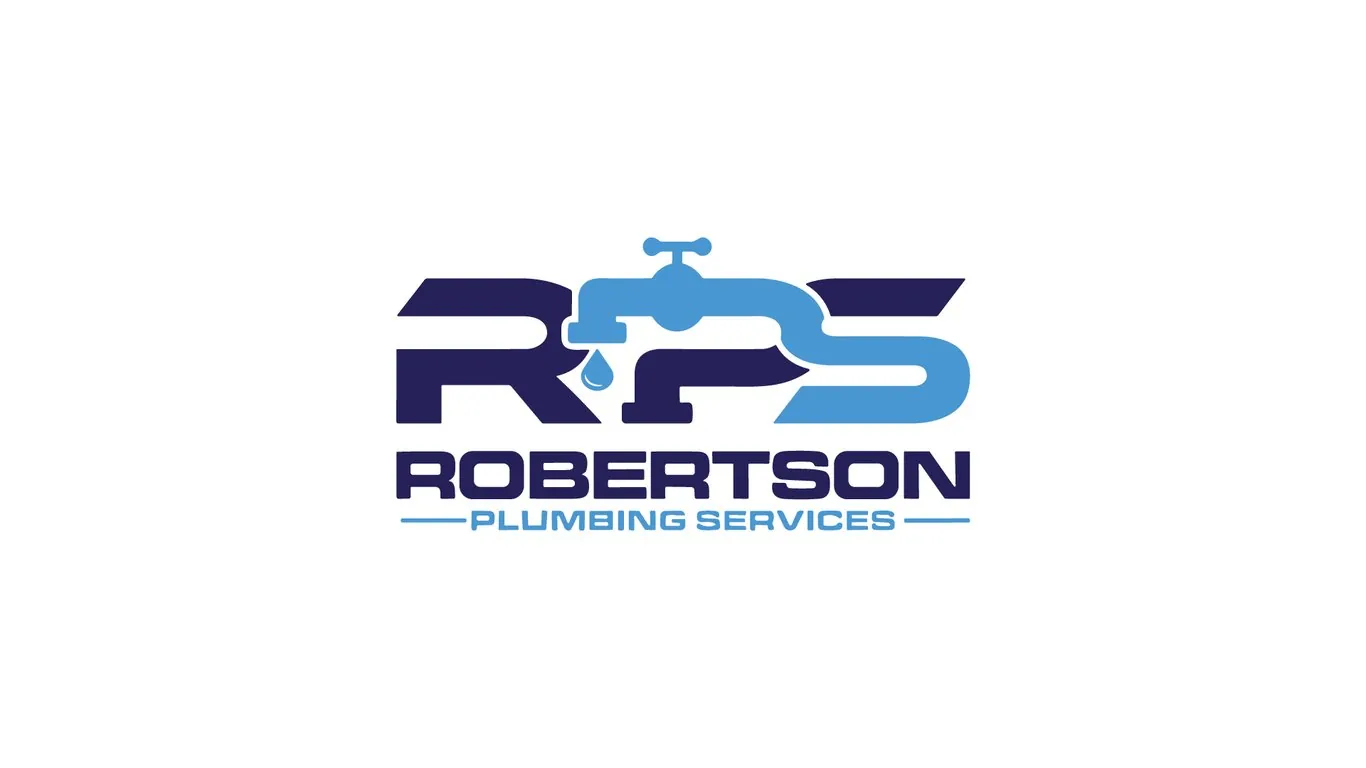 Robertson Plumbing Services logo featuring RPS monogram integrated with a faucet and water droplet icon